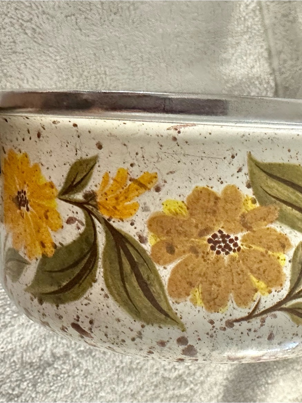 Vintage 70s JMP Capri Floral Enamel Saucepan Made in Spain